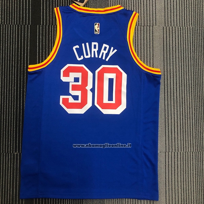 Maglia Golden State Warriors Stephen Curry #30 75th Anniversary Blu